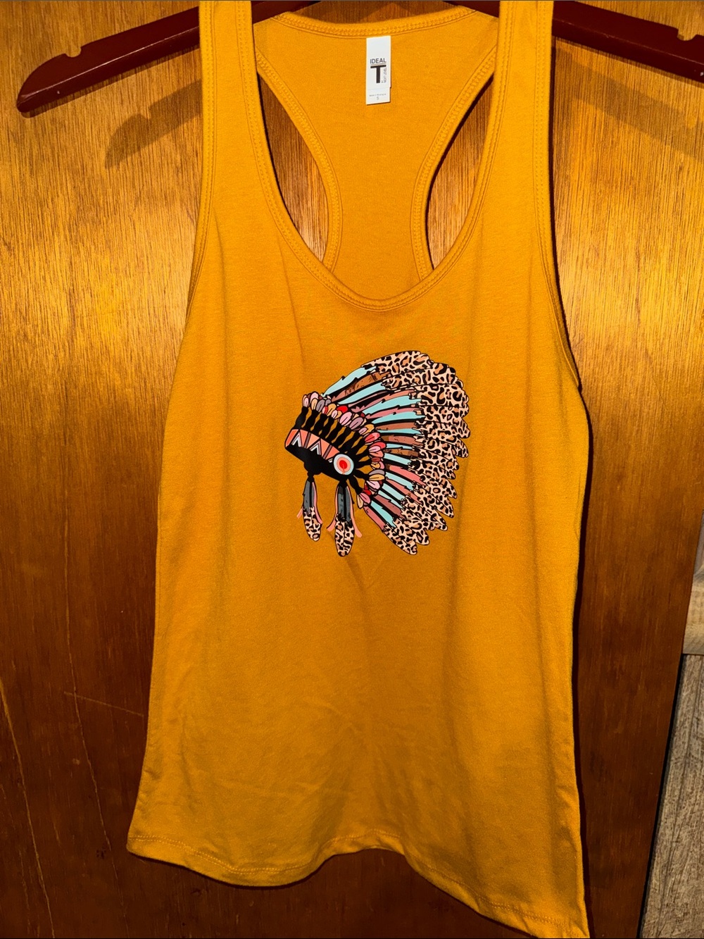 Gold Mustard Racerback Tank with Printed Headdress